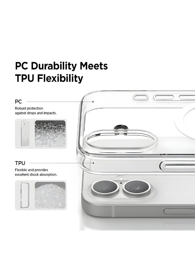 جراب لموبايل ايفون 16 Plus ماج سيف شفاف يدعم الشحن اللاسلكي المغناطيسي، حماية ضد الصدمات، مقاوم للخدش لموبايل ايفون 16 بلس - شفاف - Image 3